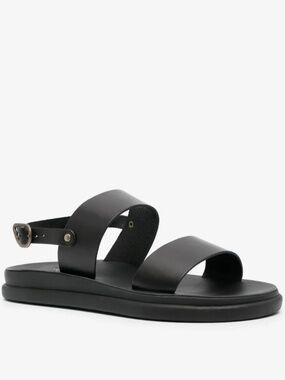 Ancient Greek Sandals Black Timon Leather Sandals in Size 10.5